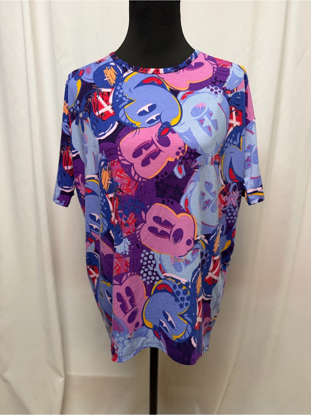 Disney LuLaRoe Irma XXS Purple Blue Mickey Mouse Graphic Tunic Top - Picture 3 of 7